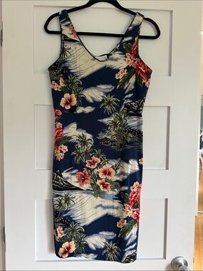 5 for $25 // Vintage Y2K Jones New York tiki Hawaiian summer dress size 8